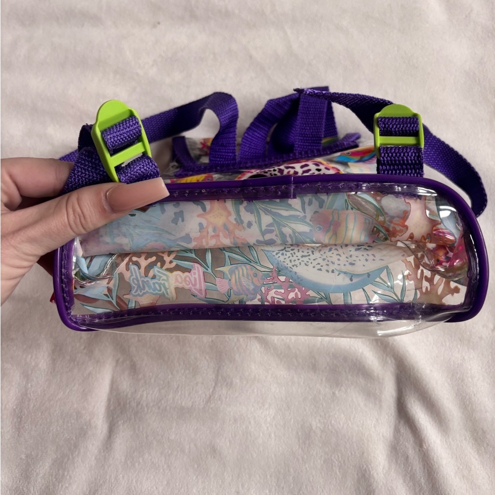 Vintage RARE Lisa Frank Purple-Trim Clear Mini Backpack - Rainbow Reef - Picture 5 of 7